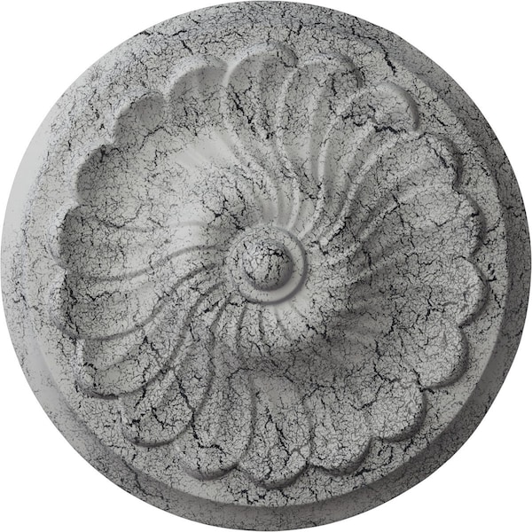 Ekena Millwork Flower Spiral Ceiling Medallion (Canopies up to 2"), 12 1/4"OD x 2 1/4"P, Ultra Pure White Crackle CM12FLUWC - main